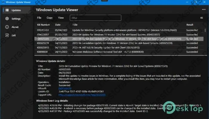 Windows Update Viewer Activation key 0.5.26 Free Download
